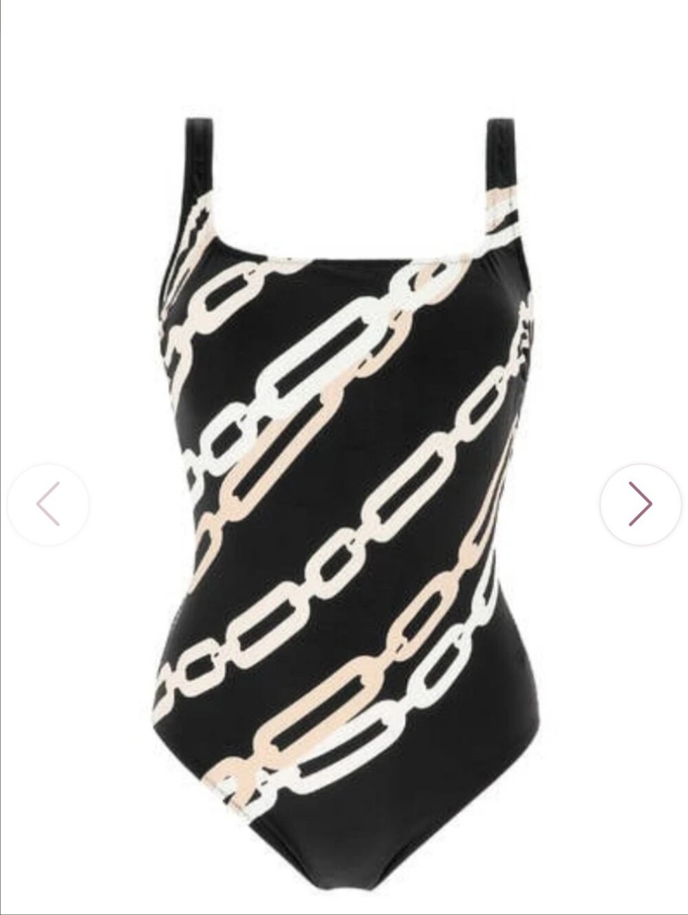 Gottex Black White Cream Chain Pattern One Piece Swim Suit Sz 16 *NWOT